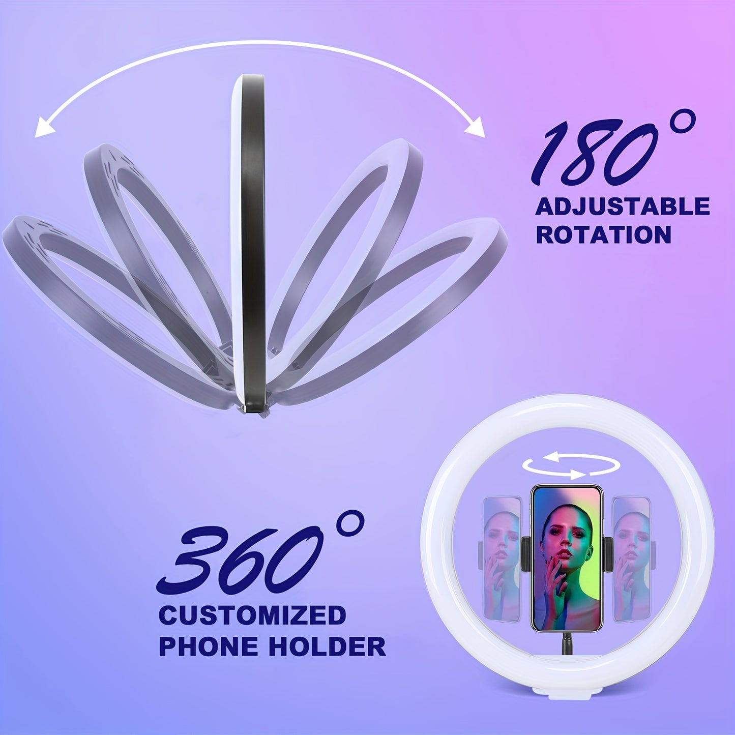 52 Inch Expandable ZOMEI Tripod with 10 Inch Selfie Light, Dimmable LED Ring, Adjustable Brightness, Phone Holder for Makeup, Live Streaming, Photography, and Vlogging - Sturdy, Portable, and Compact Design