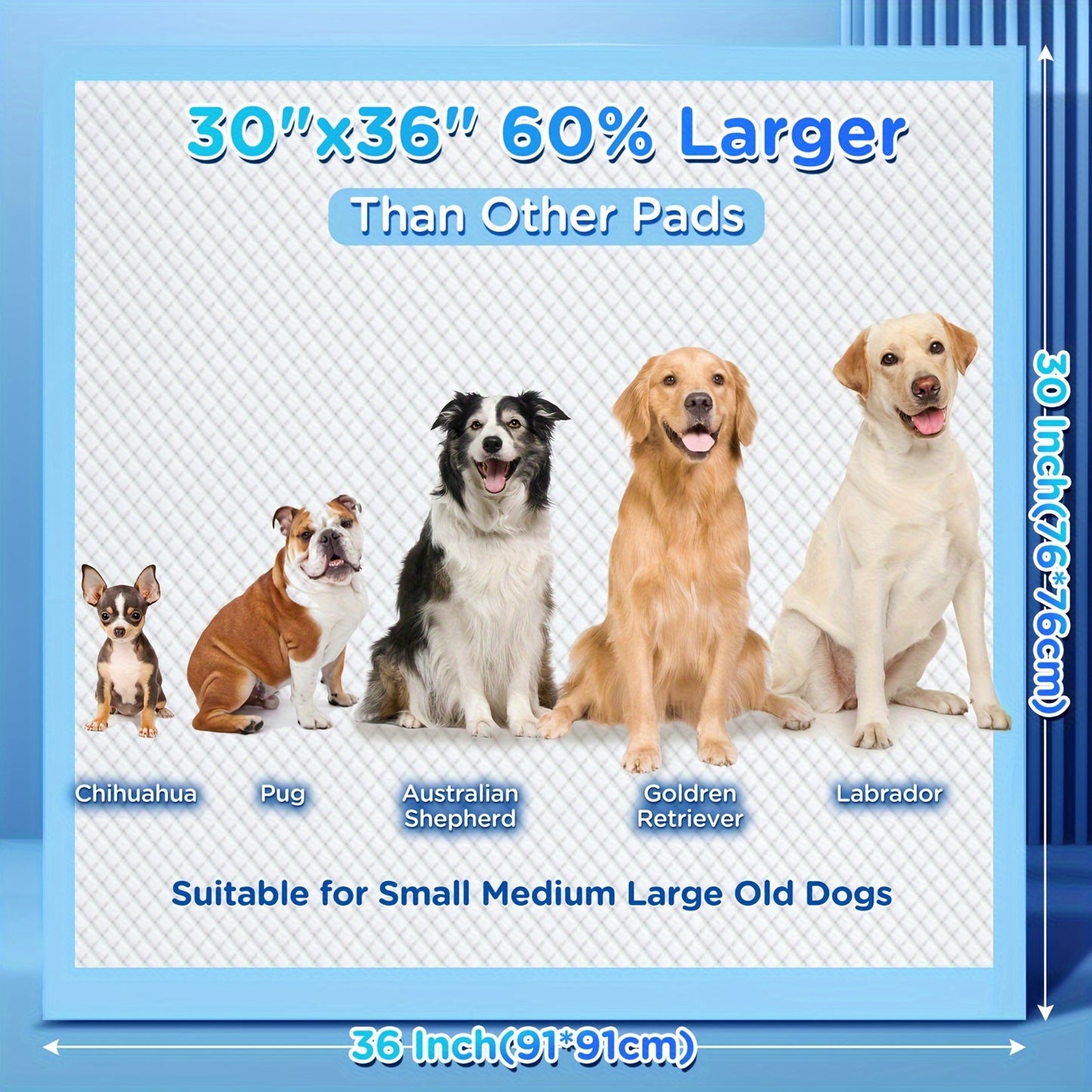 Gimars 3XL 30" x 36"6 Layers Ultra Absorbency Dog Pee Pad Extra Large 3S Quick Dry Leakproof Pee Pads for Dogs, Cats, Rabbits Pets 30 Counts