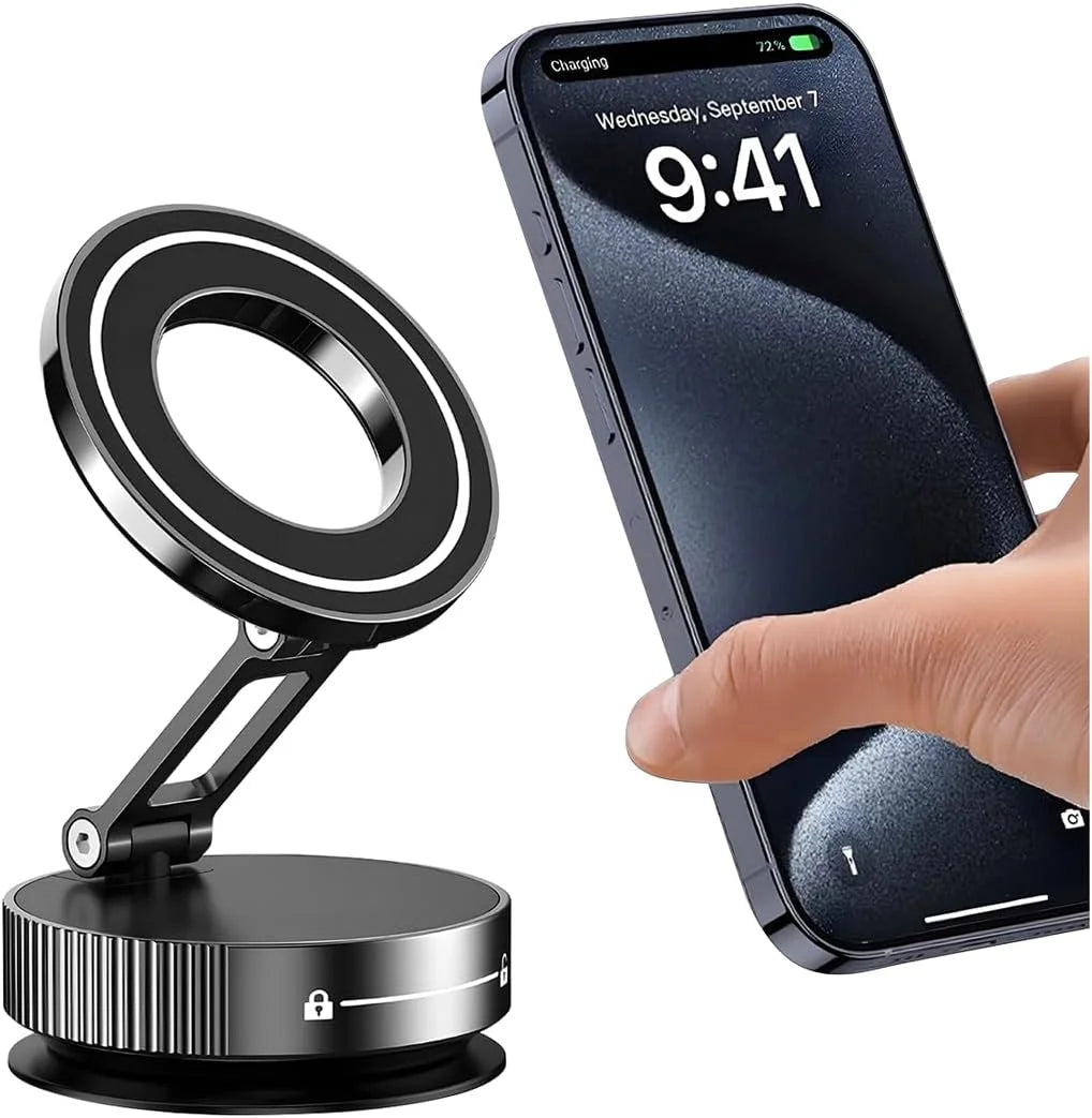360° Rotation Vacuum Magnetic Phone Holder, Foldable and Retractable Suction Cup Car Phone Mount for Car/Gym/Mirror/Smooth