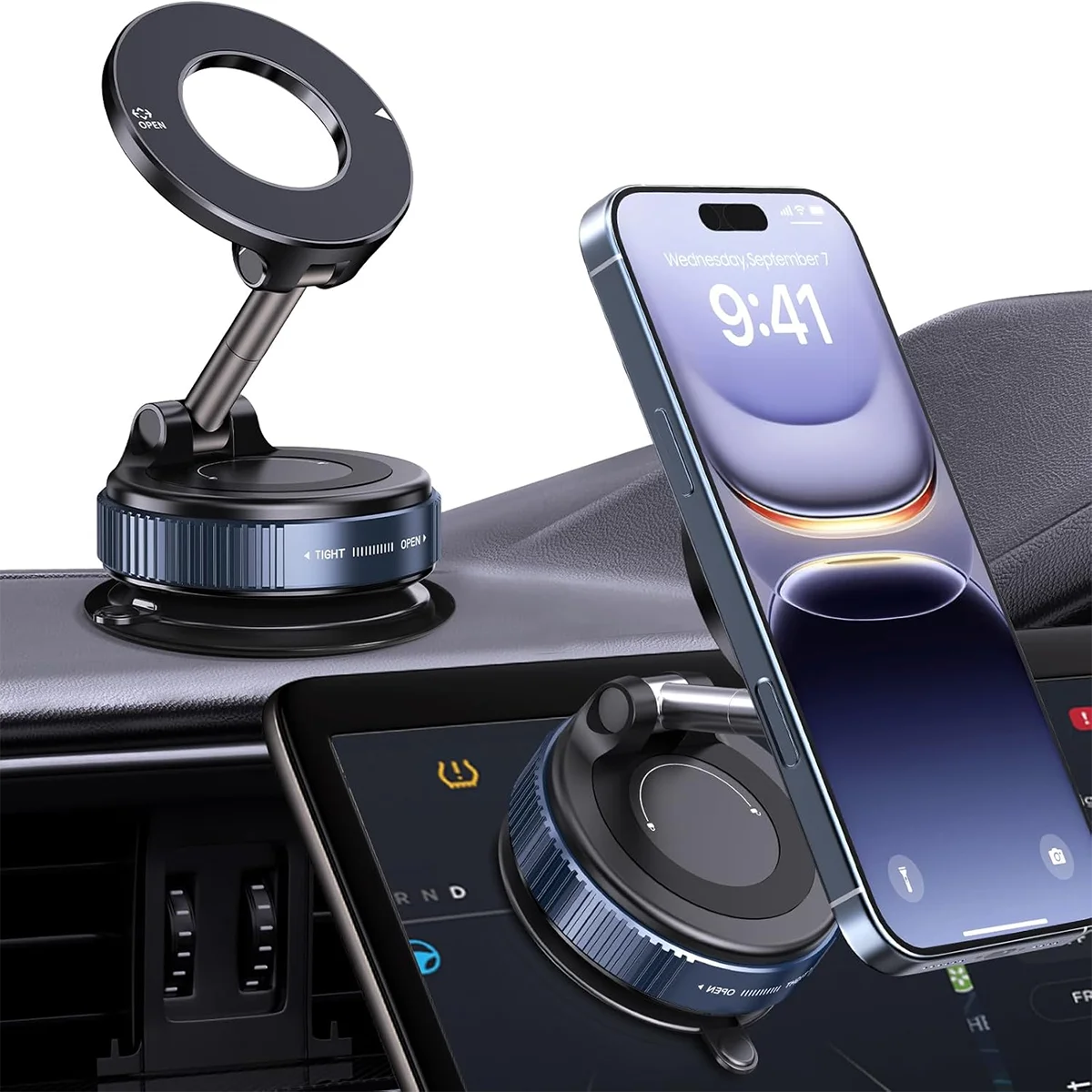 360° Rotation Vacuum Magnetic Phone Holder, Foldable and Retractable Suction Cup Car Phone Mount for Car/Gym/Mirror/Smooth