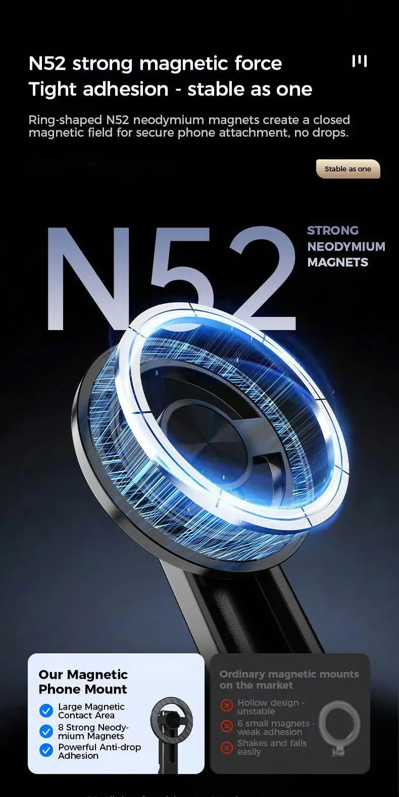 4-in-1 Multifunctional Magnetic mini Selfie Stick with 360° Rotation Wireless Bluetooth Control Magnetic Phone Holder