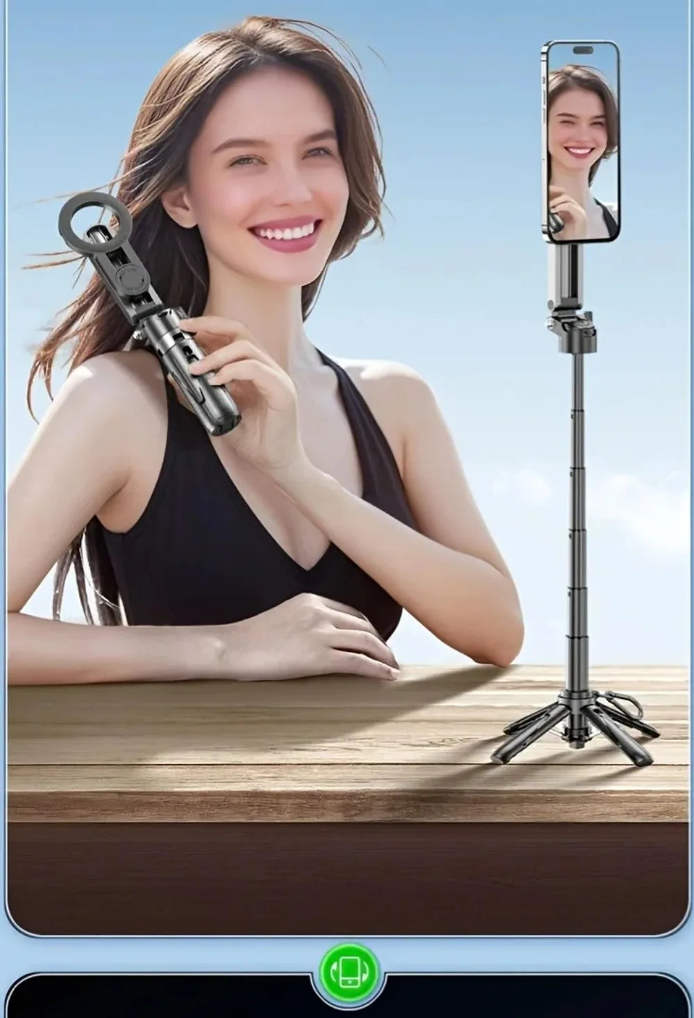 Foldable Magnetic Selfie Stick Telescopic with Detachable Remote Magnetic Phone Tripod Adjustable Portable Extendable Phone Grip