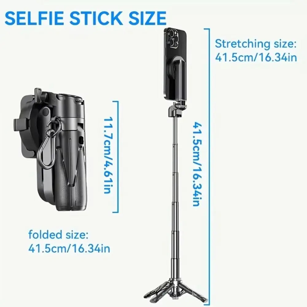 Foldable Magnetic Selfie Stick Telescopic with Detachable Remote Magnetic Phone Tripod Adjustable Portable Extendable Phone Grip