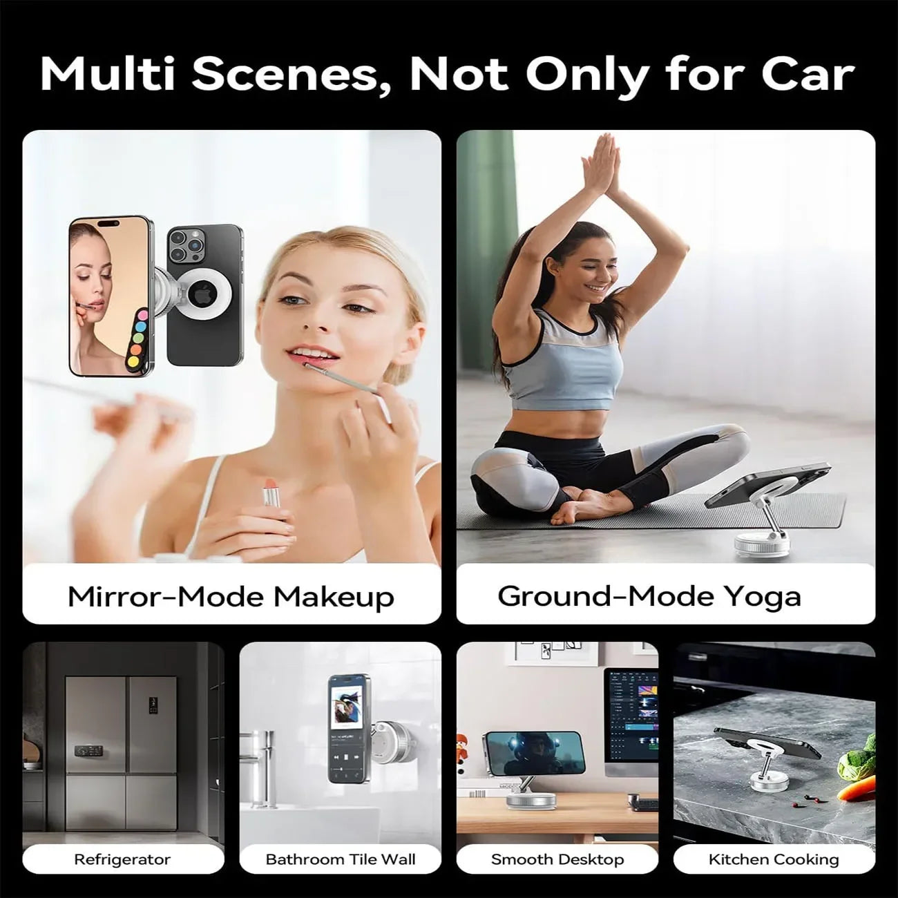 360° Rotation Vacuum Magnetic Phone Holder, Foldable and Retractable Suction Cup Car Phone Mount for Car/Gym/Mirror/Smooth