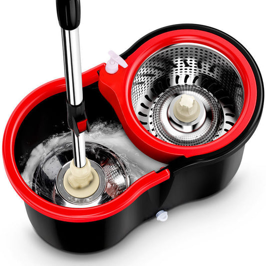 Mop and Bucket Set, 360° Spin Mop and Bucket with Wringer Set and 4 Microfiber Mop Refills, Stainless Steel, Extended Handle Spinning Mop Bucket System for Floor Cleaning